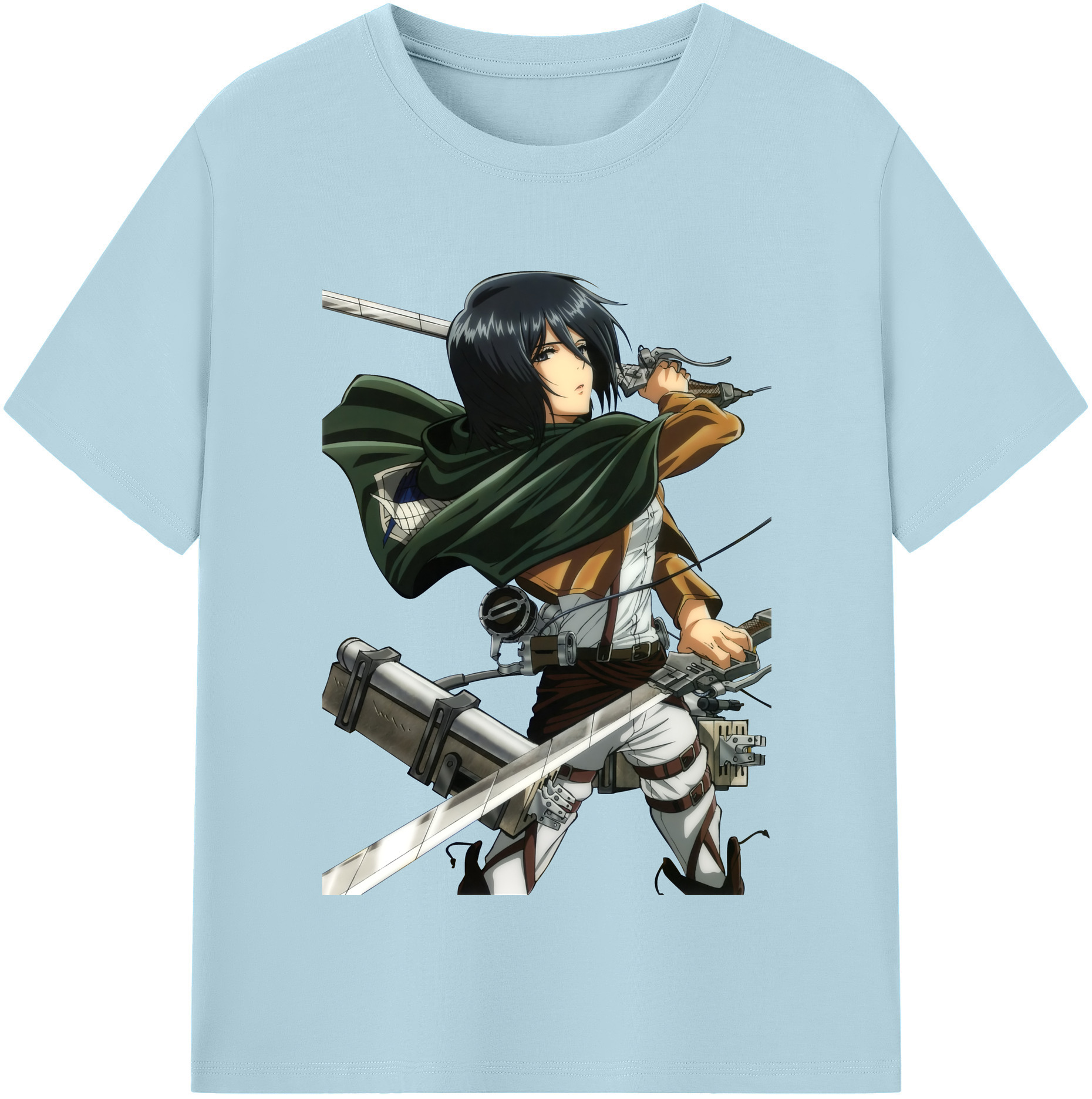 （画像用） 進撃の巨人 ミカサ·アッカーマン Attack on Titan Mikasa Ackerman 綿100％半袖Tシャツ（フロントプリント）